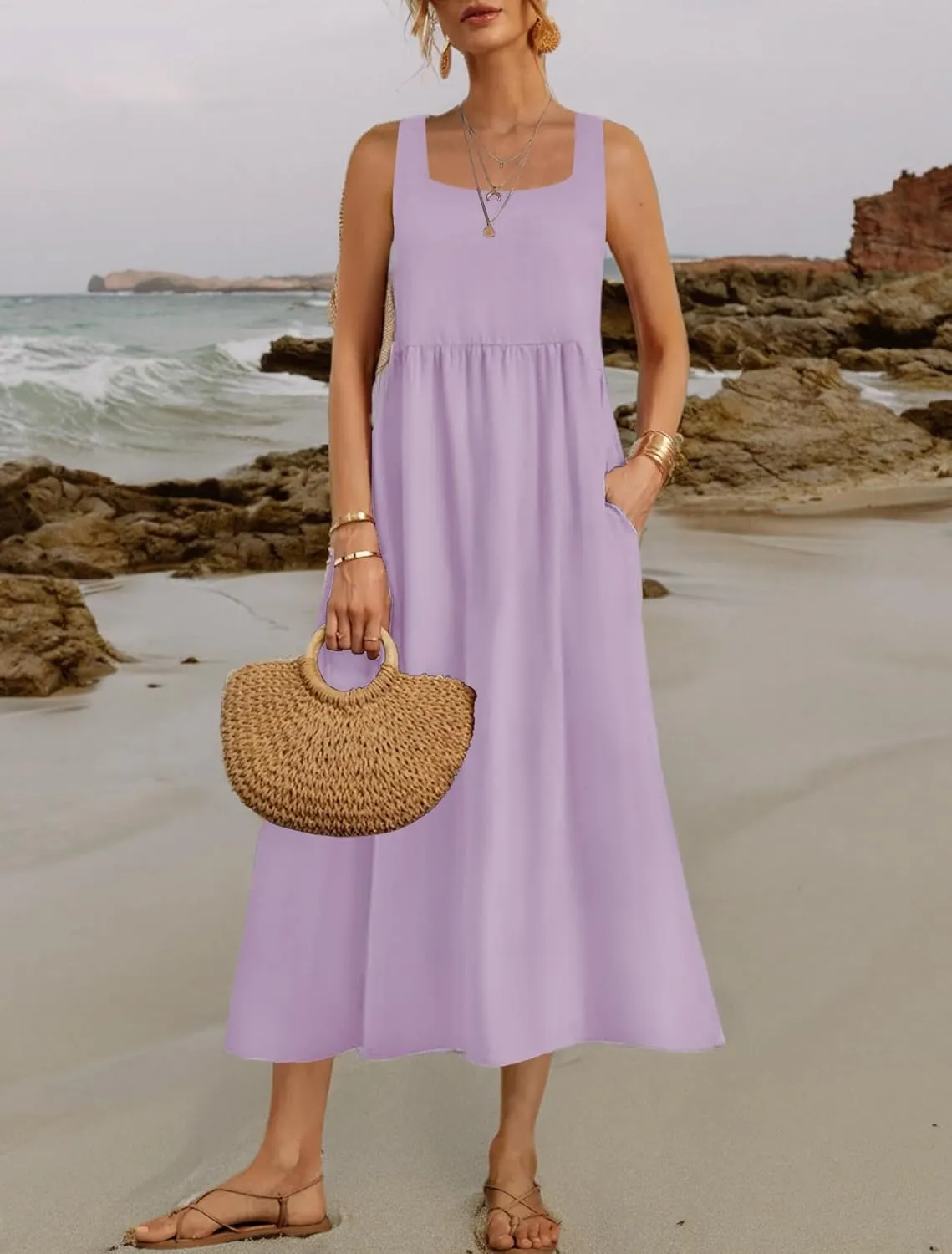 SAUKOLE Women's Summer Sleeveless Strapless Ruffle Off The Shoulder Swing Cocktail Party Dress