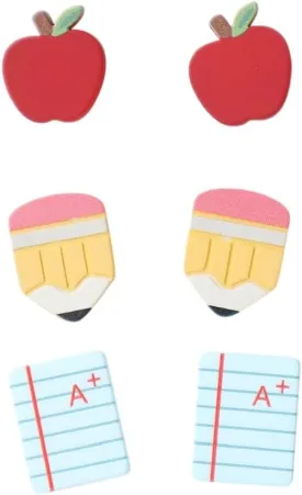 Shiny School-themed Teacher Earrings Glittering ABC Pencil Paint Palette Crayon Stud Earrings Set Graduation Back to School Gifts Teachers' Day Appreciation Jewelry