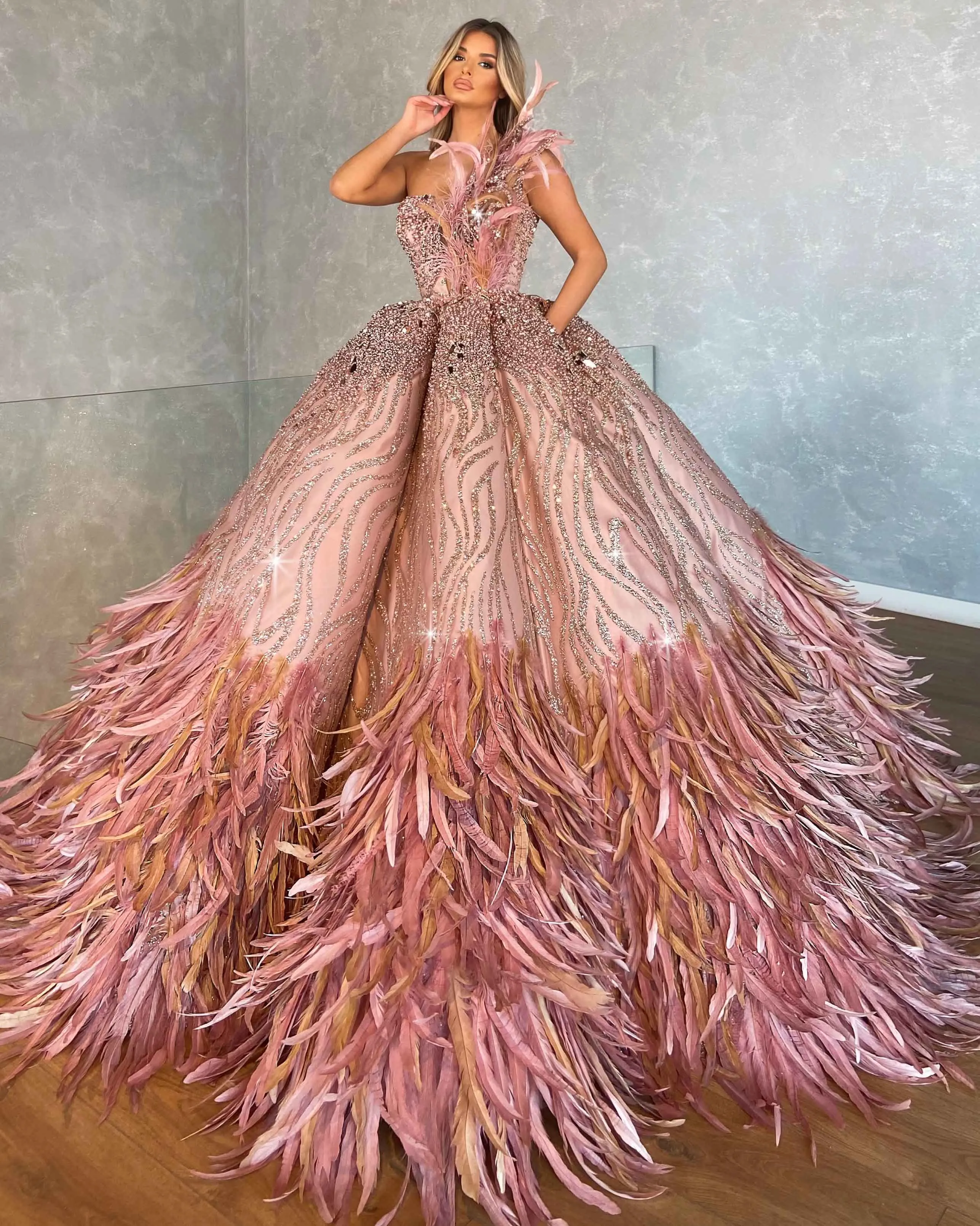 Strapless Rose Gold Ball Gown