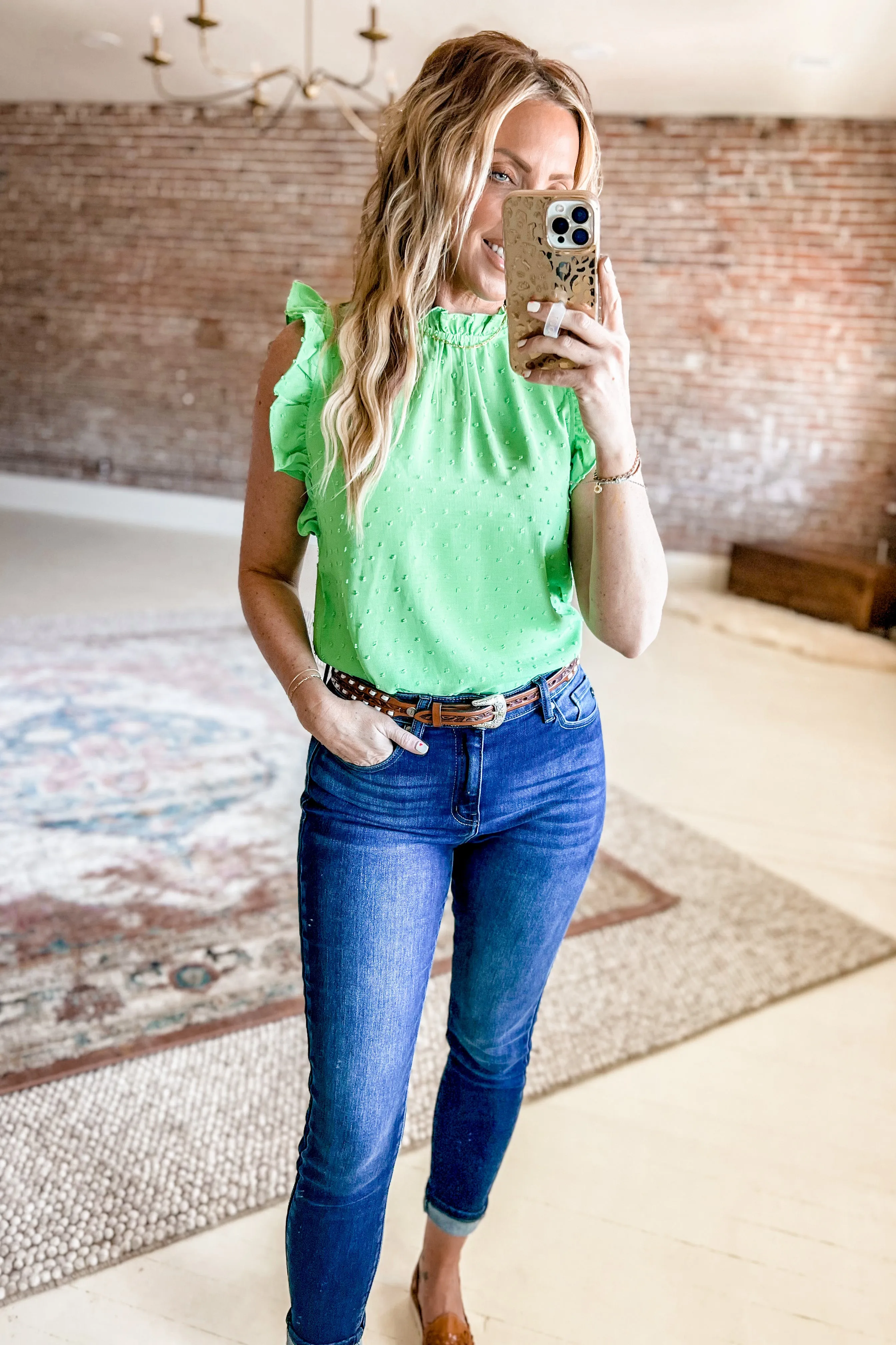 Swiss Dot Ruffled Tank