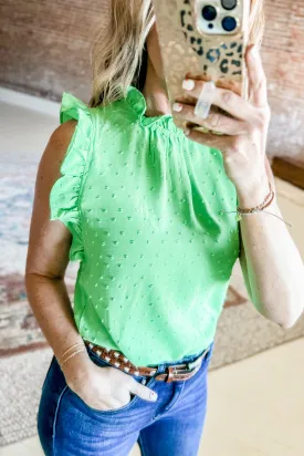 Swiss Dot Ruffled Tank