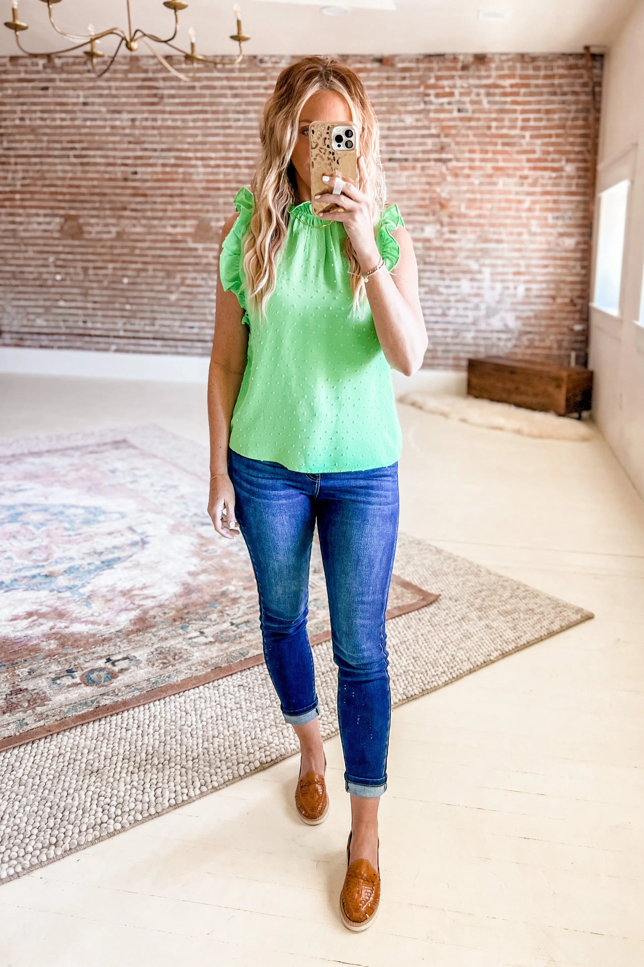 Swiss Dot Ruffled Tank