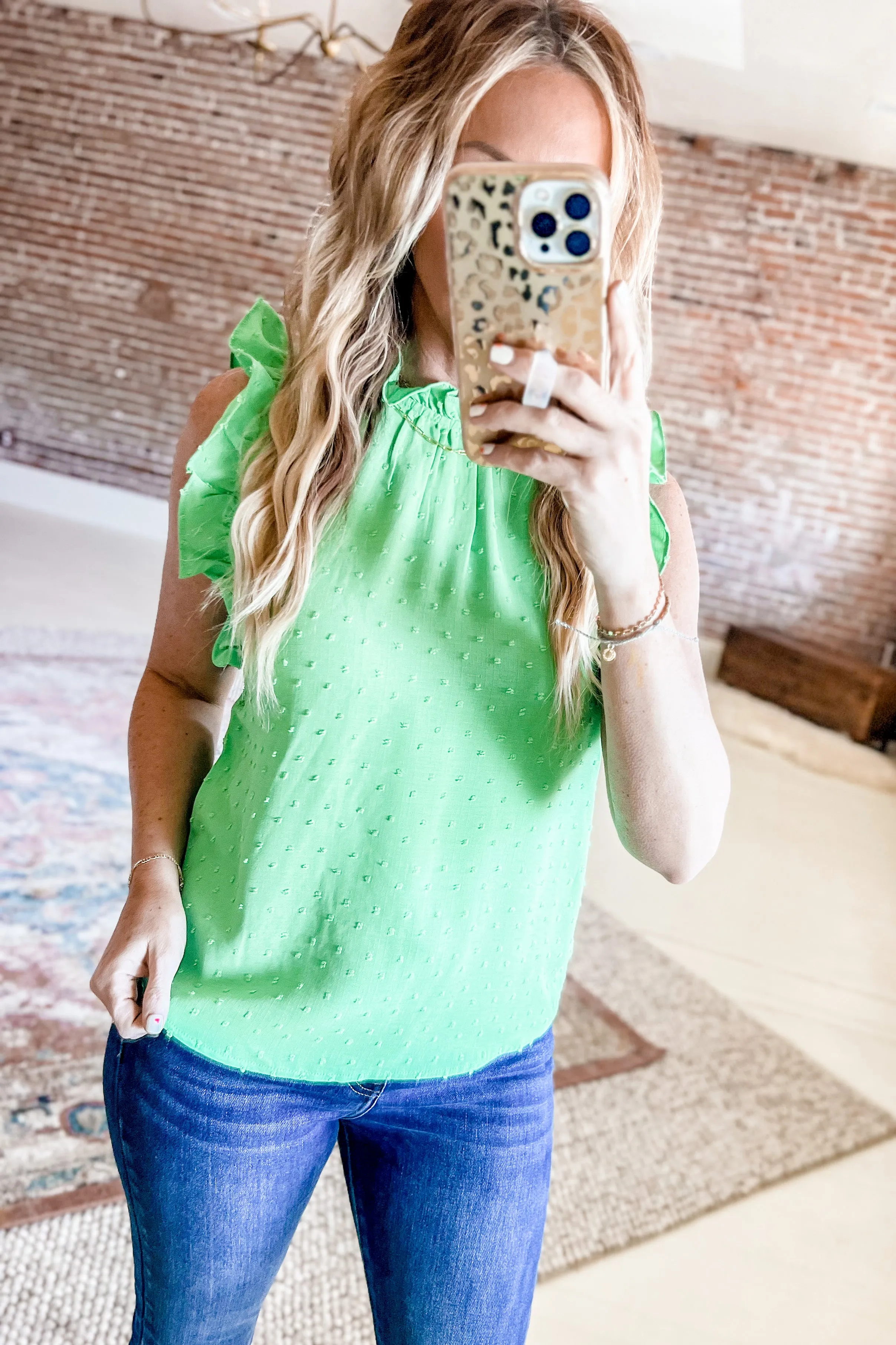 Swiss Dot Ruffled Tank