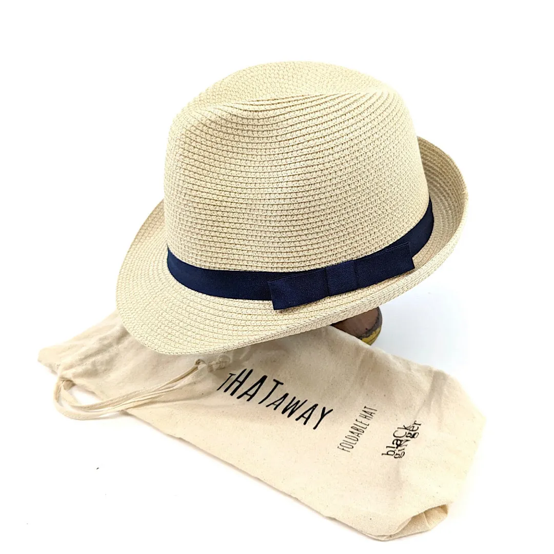 Trilby Style Sun Hat with Navy Band | 59cm (Large)