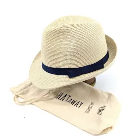 Trilby Style Sun Hat with Navy Band | 59cm (Large)