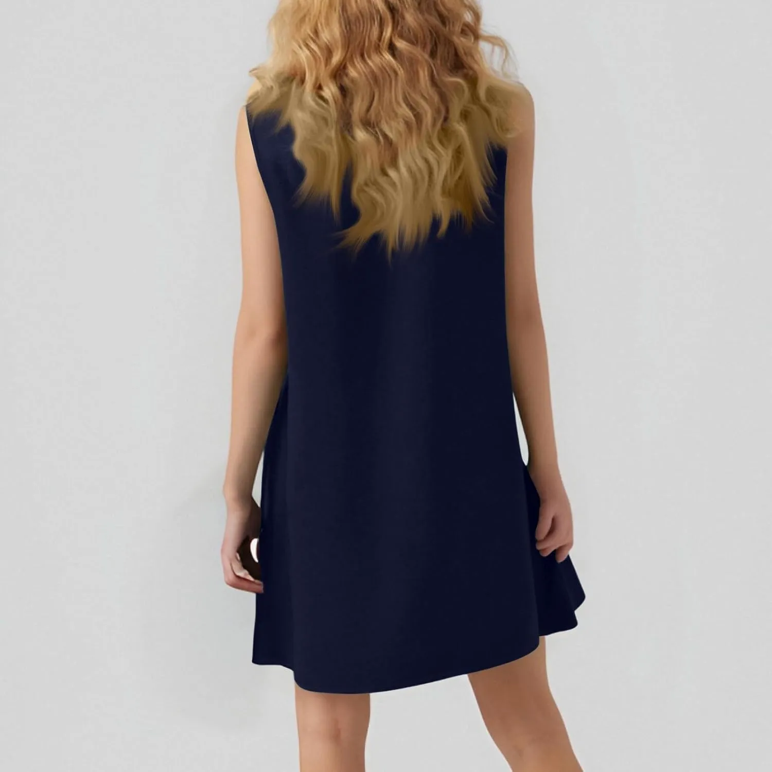 Tshirt Dress Women Summer Sleeveless Ruffle Hem Mini Dress Casual Crewneck T Shirt Dresses Plain Sundresses 2025