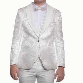 White Floral Velvet Lapel Avanti Milano Tuxedo QUE 20
