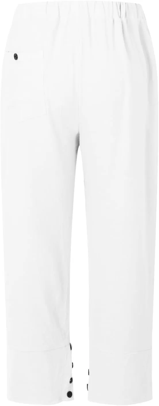 Wide Leg Pants Woman High Waist Elastic Straight Leg Gauze Pants Casual Loose Beach Long Trousers Cropped Pants