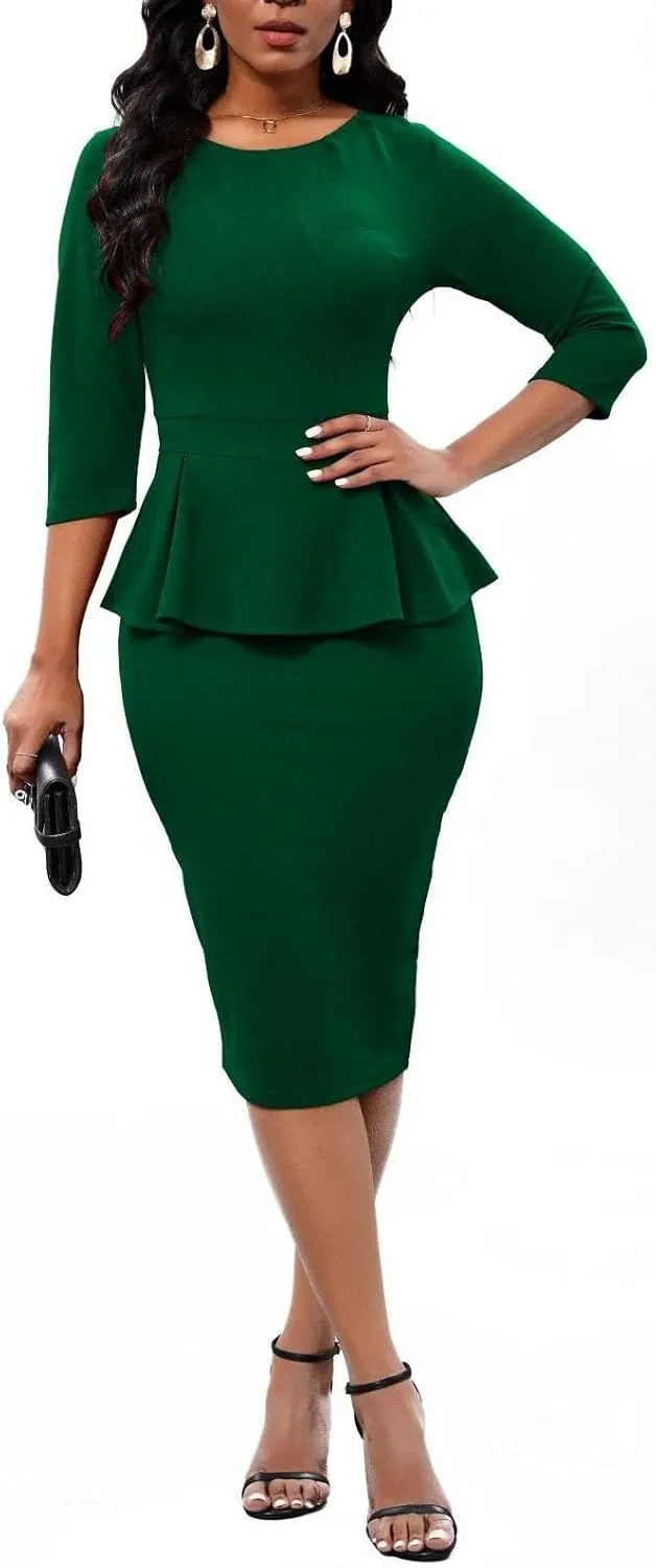 Women's Bodycon Pencil Dress Church Teacher Office Modest Business Wear to Work Sheath Suiting Dresses