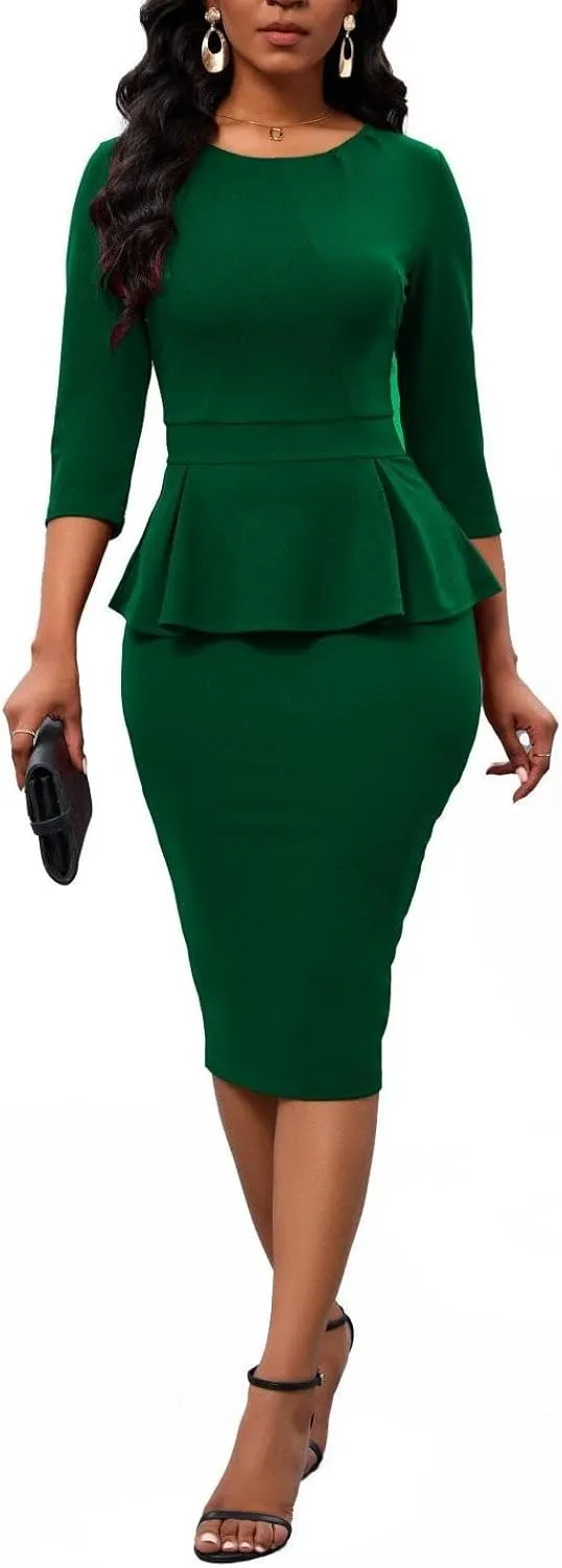 Women's Bodycon Pencil Dress Church Teacher Office Modest Business Wear to Work Sheath Suiting Dresses