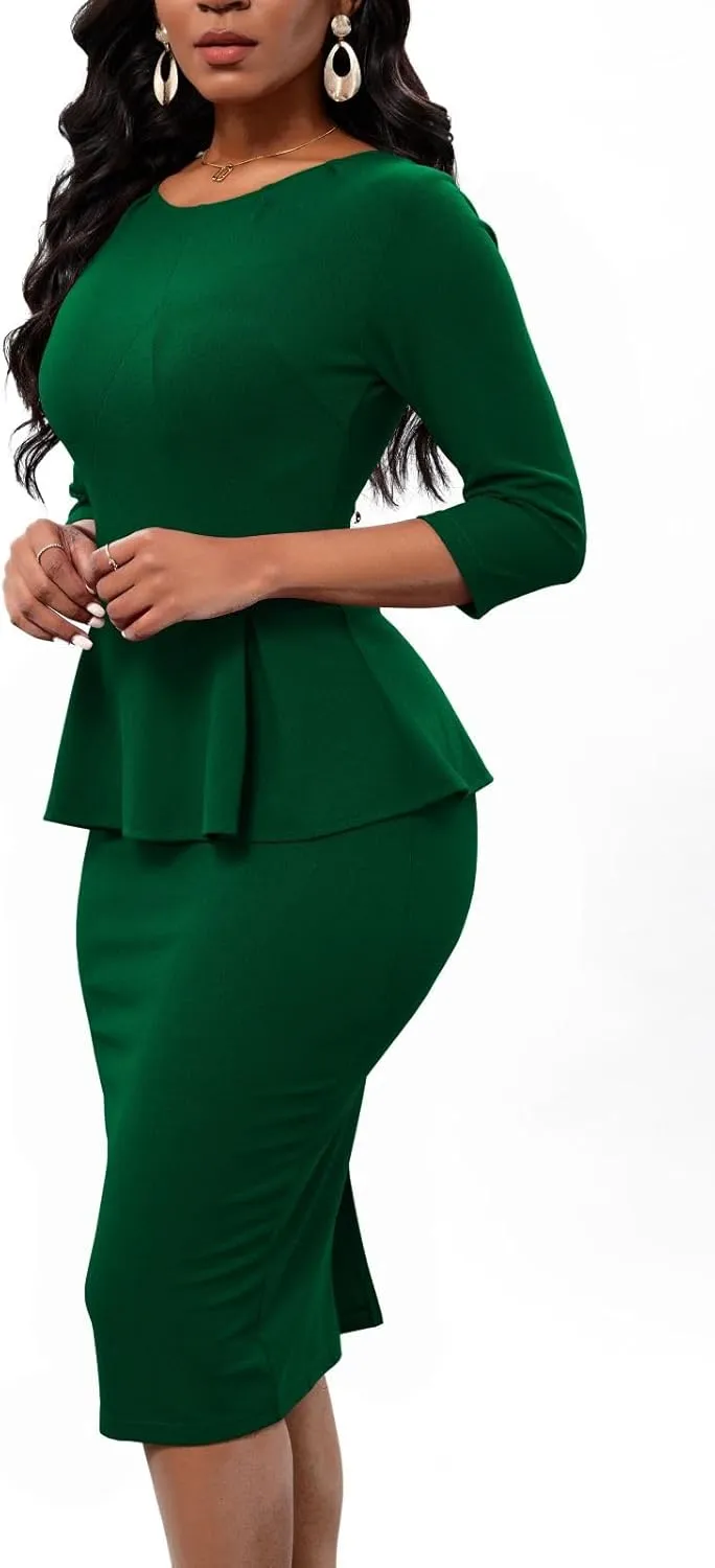 Women's Bodycon Pencil Dress Church Teacher Office Modest Business Wear to Work Sheath Suiting Dresses