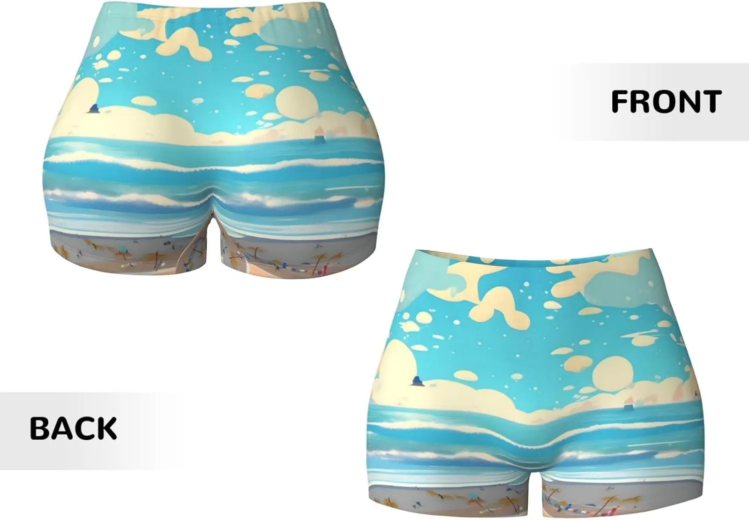 Women's Slim Fit Elastic Workout Beach Cartoon Shorts, Comfortable Casual Activewear for Summer