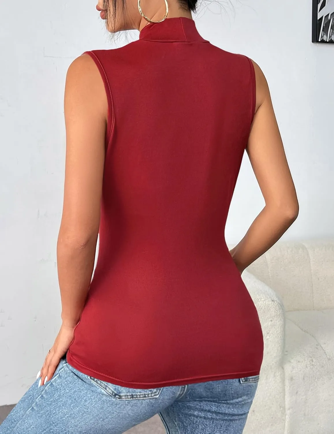 Zeagoo Womens Mock Turtleneck Tank Tops 2025 Slim Fitted Sleeveless Top Stretchy Basic Casual Layer Tee Shirts