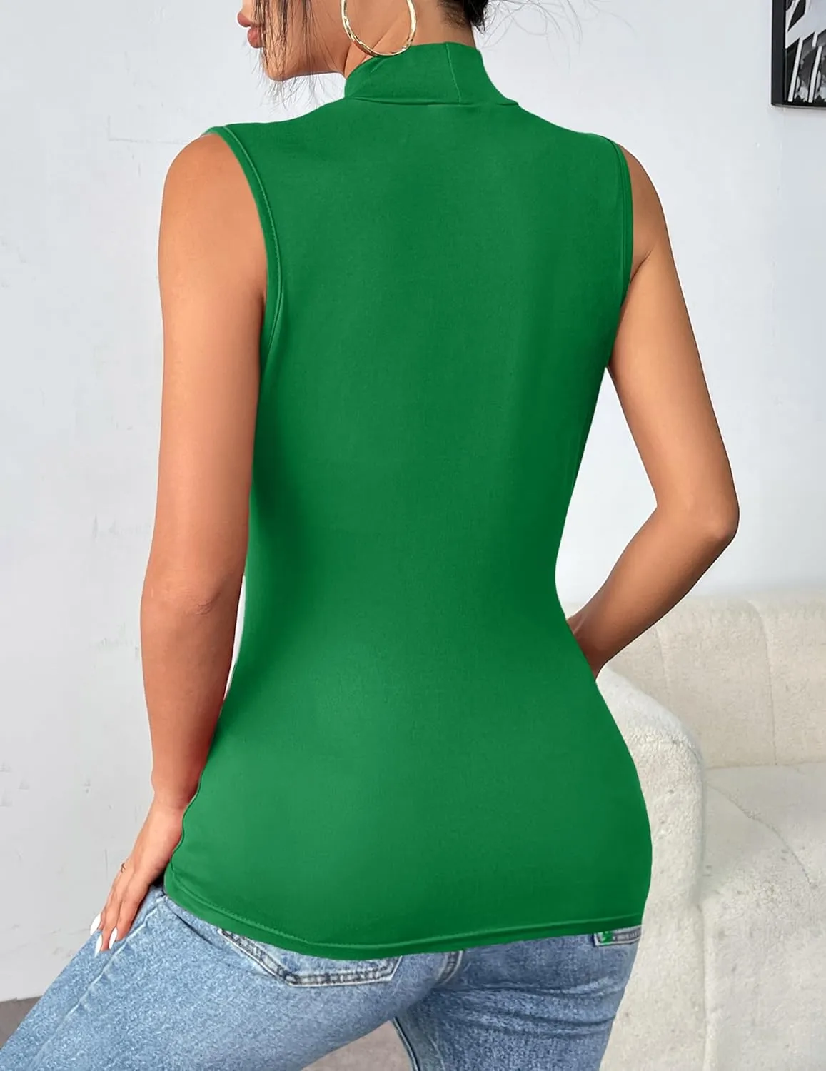 Zeagoo Womens Mock Turtleneck Tank Tops 2025 Slim Fitted Sleeveless Top Stretchy Basic Casual Layer Tee Shirts