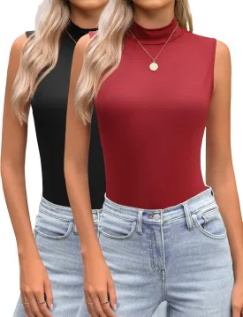 Zeagoo Womens Mock Turtleneck Tank Tops 2025 Slim Fitted Sleeveless Top Stretchy Basic Casual Layer Tee Shirts